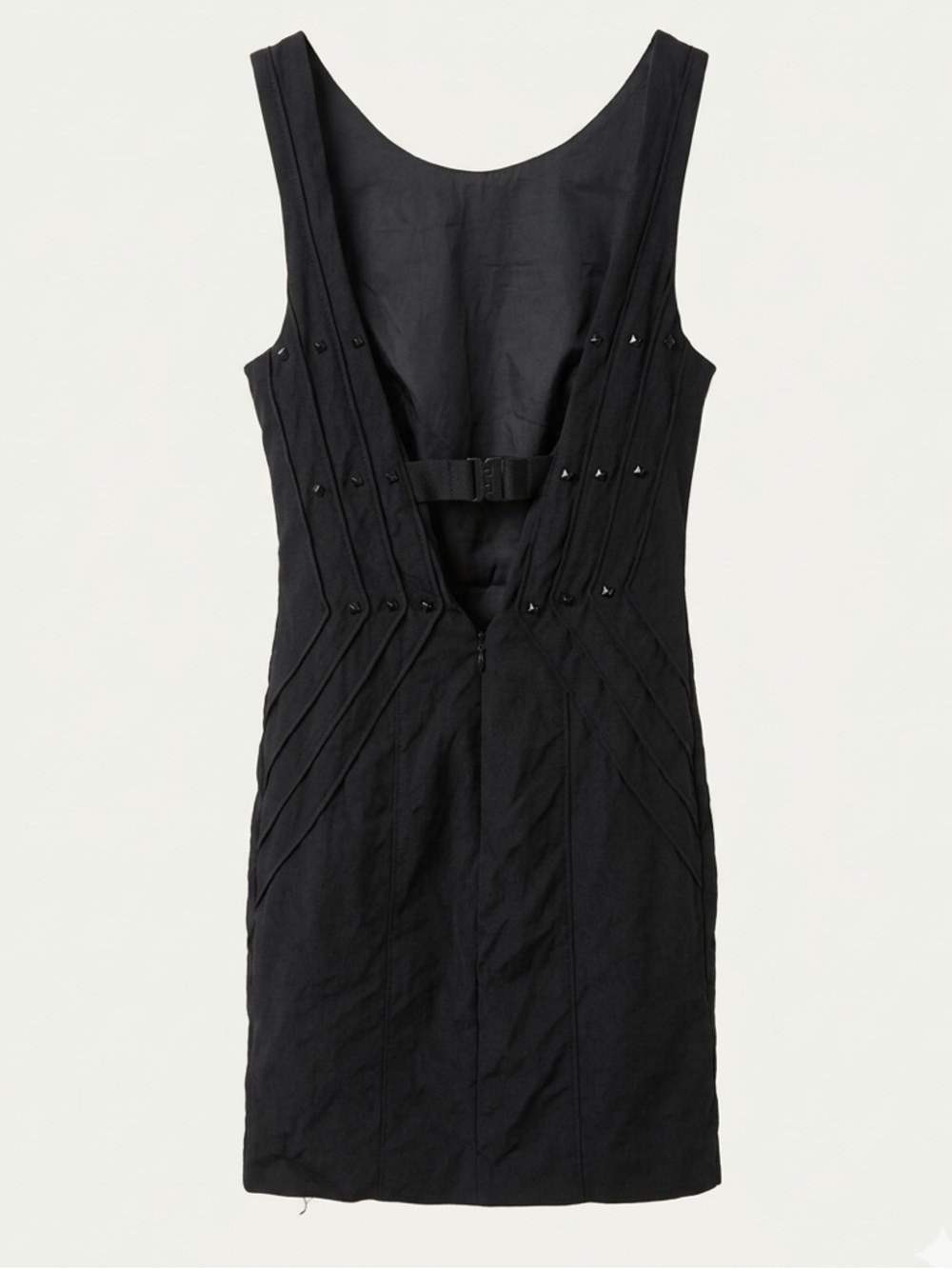 bebe Black Studded Low Back Bodycon Mini Dress Textured Viscose Blend Size 2 - Picture 1 of 7